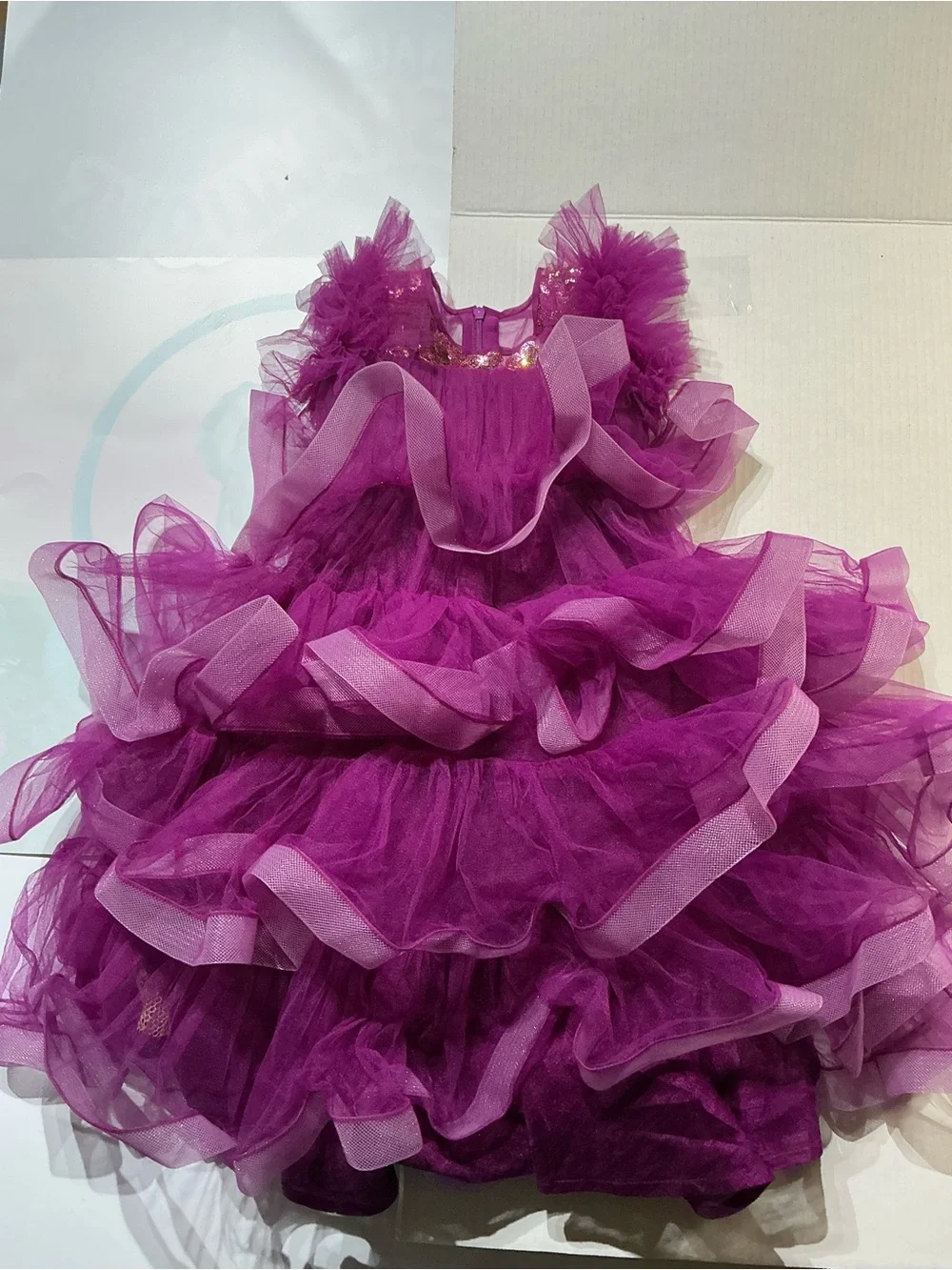 Fashion Totz Purple Ruffle Tulle Infant Pageant Cupcake Dress 9M 12M
